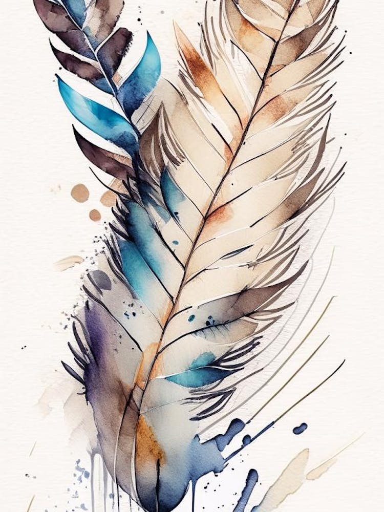 Feather And Birds Symbol Minimal Watercolour