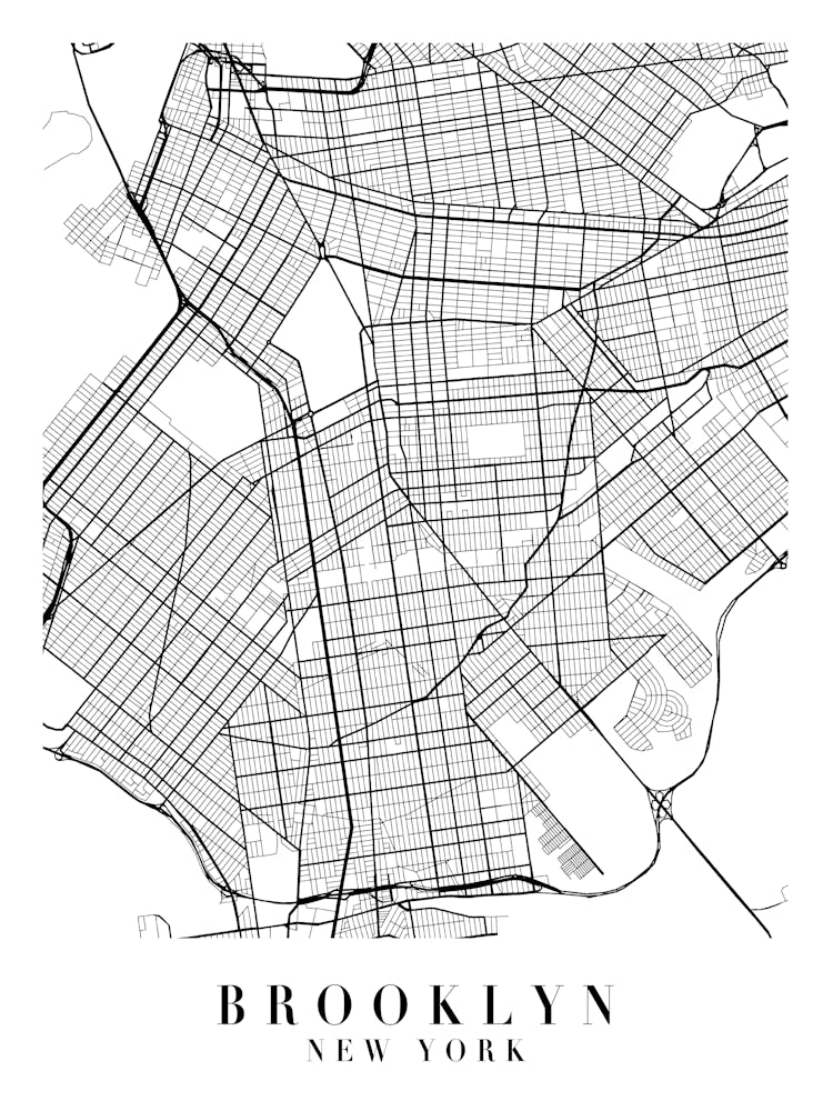 Brooklyn New York Street Map Minimal