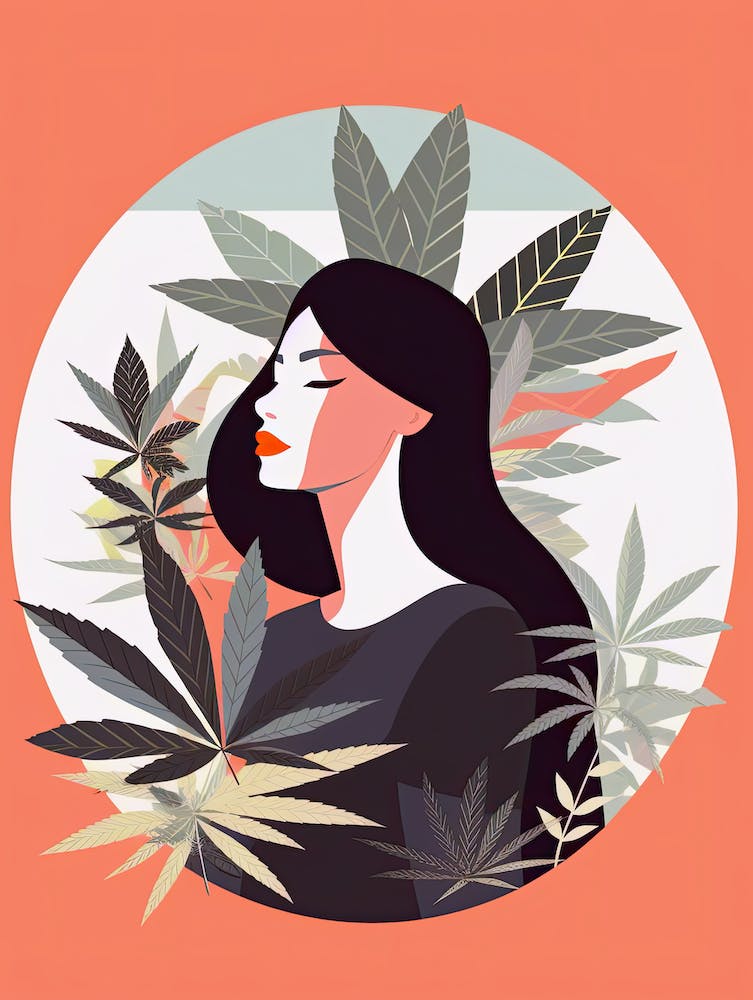 Illustration Of A Woman With Marijuana, cannabis art