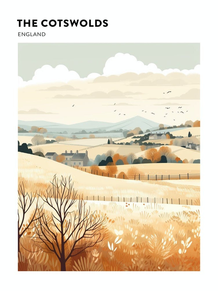 The Cotswolds England 3 Hiking Trail Landscape Poster