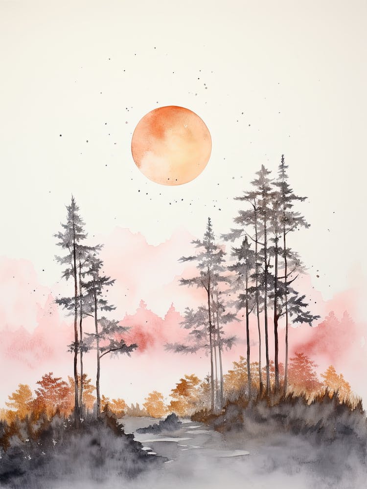 Watercolour Of Whakarewarewa Forest   New Zealand 0