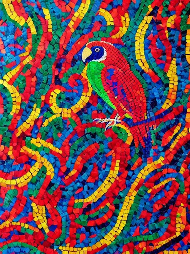 Macaw 2 Yayoi Kusama Style Illustration Bird