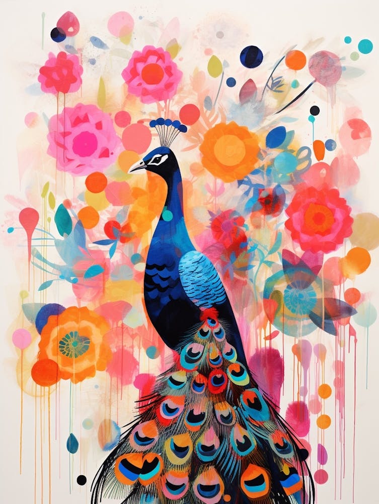 Bird Painting Collage Peacock 4