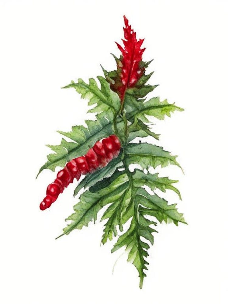 Chinese Holly Fern Watercolour