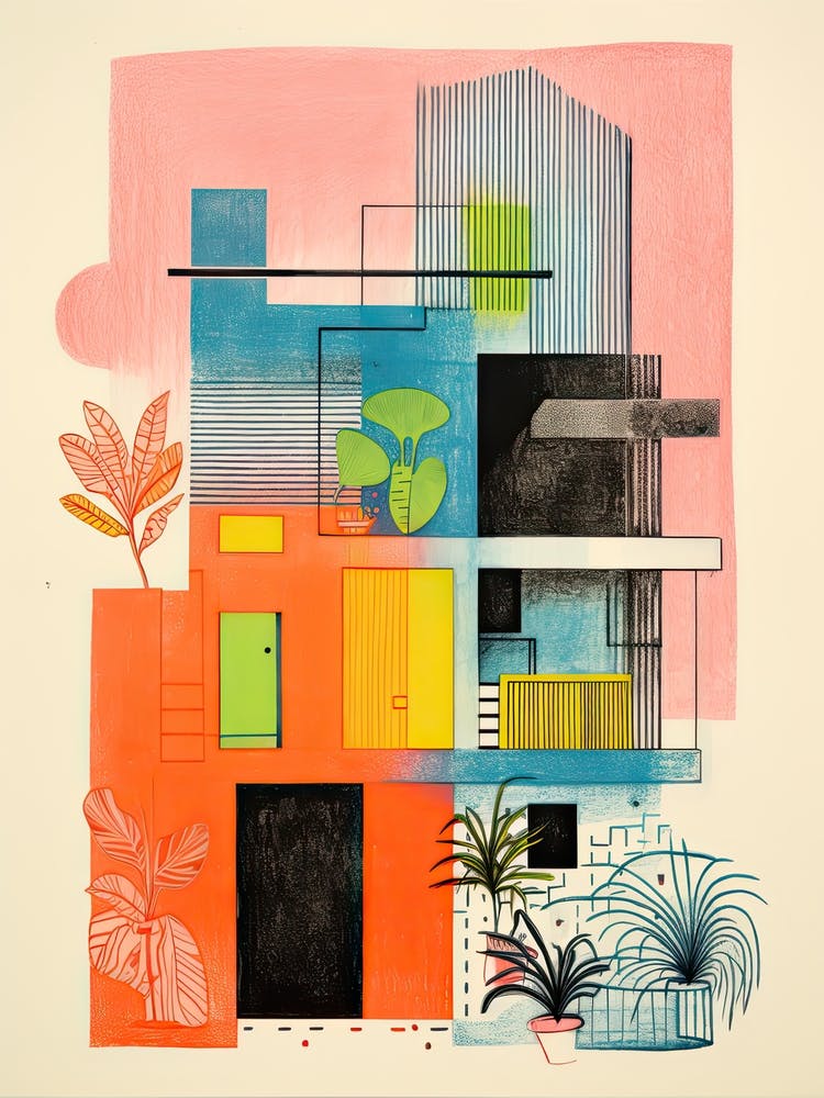 A House In Cairo, Abstract Risograph Style 3