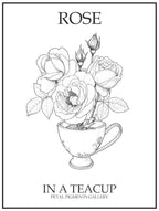 Rose In A Teacup Line Drawing 2 Poster