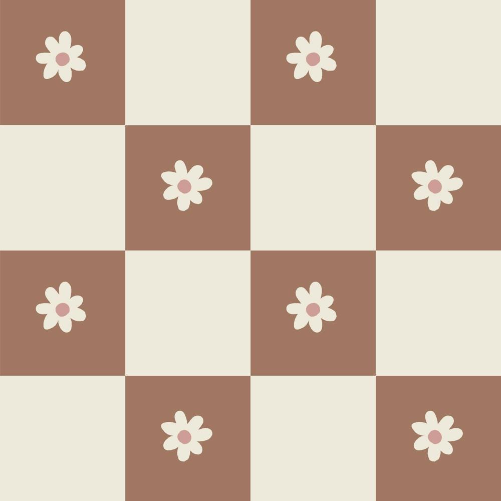 Daisy Grid Mocha Mousse and Cream