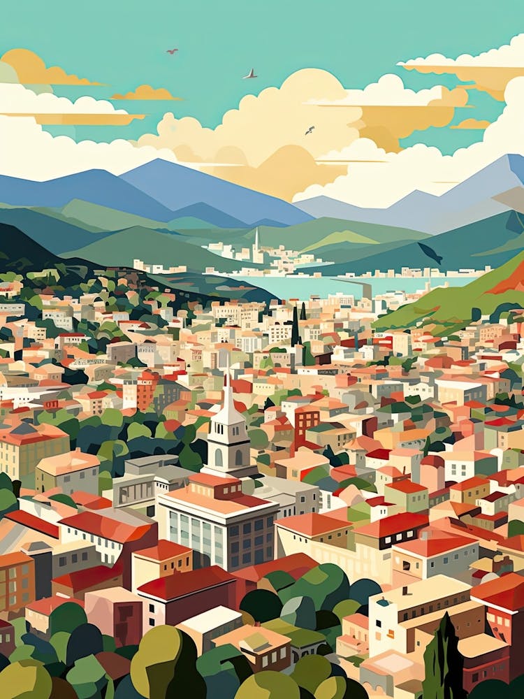 Athens, Greece, Geometric Illustration 2