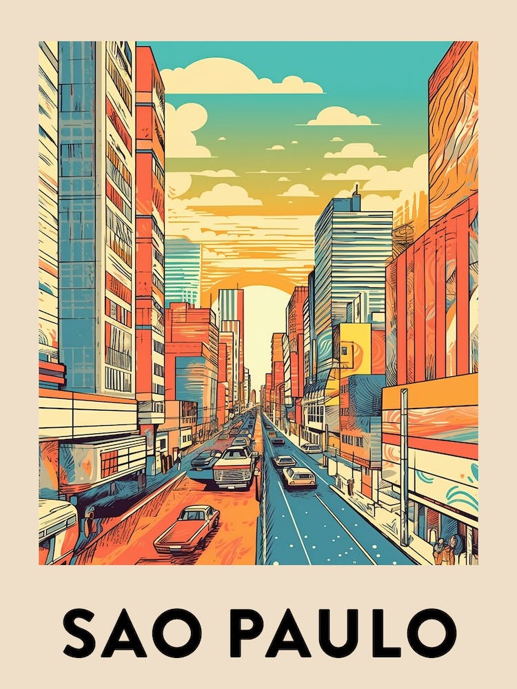Sao Paulo 2 Vintage Travel Poster