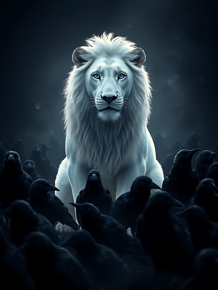 Lion Et Corbeaux