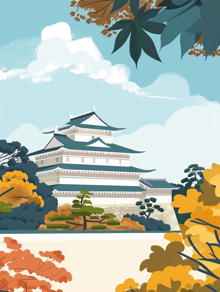 Nijo Castle Kyoto 4 Colourful Illustration