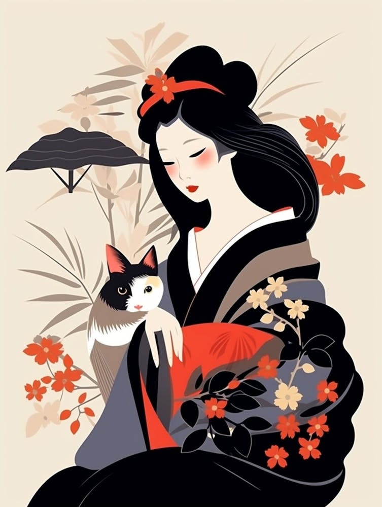 Geisha Illustration im japanischen Stil 11