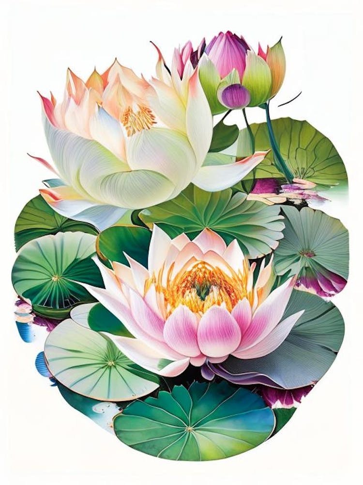 Fleurs de Lotus Dans le Parc Découpage 1