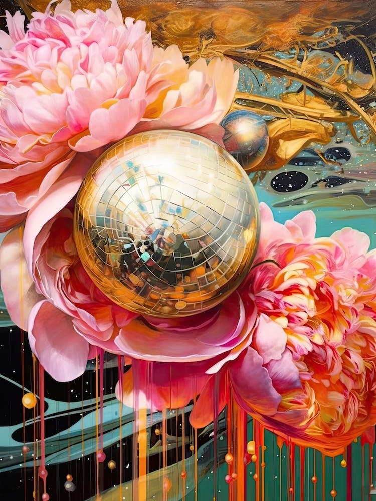 Disco Ball And Peonies Still Life 2