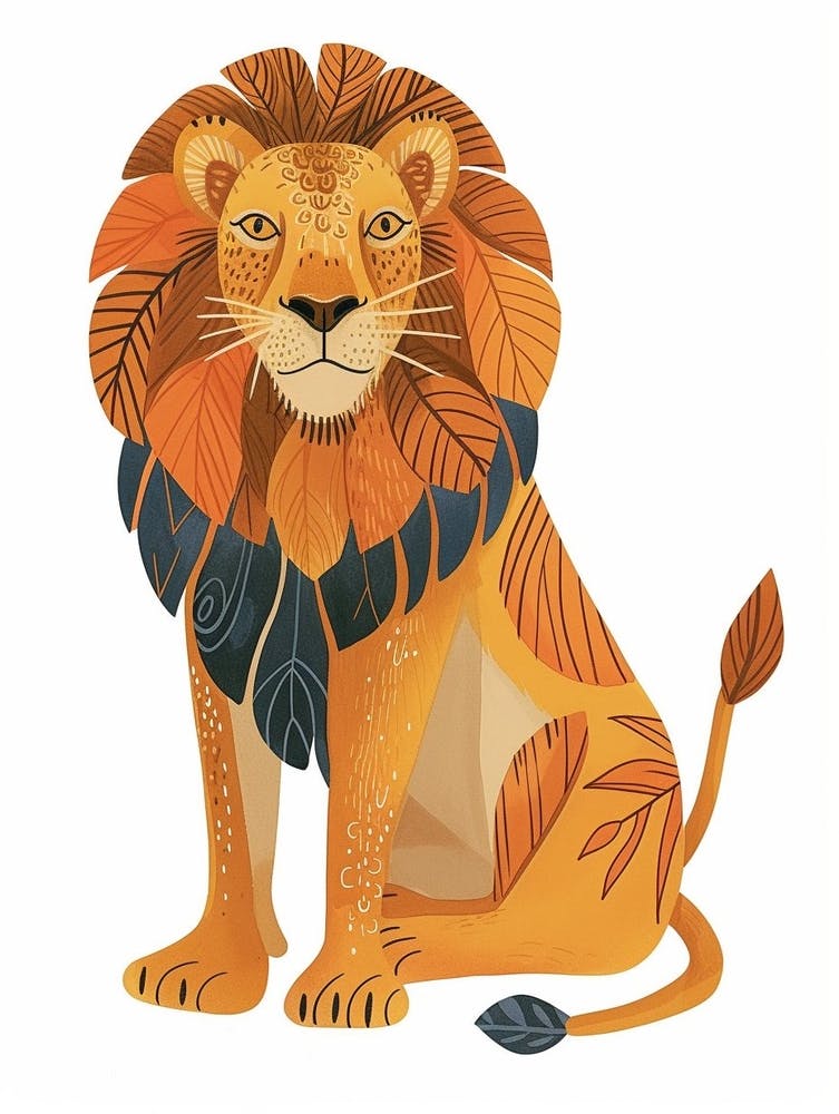 Barbary Lion In Different Seasons Clipart 4