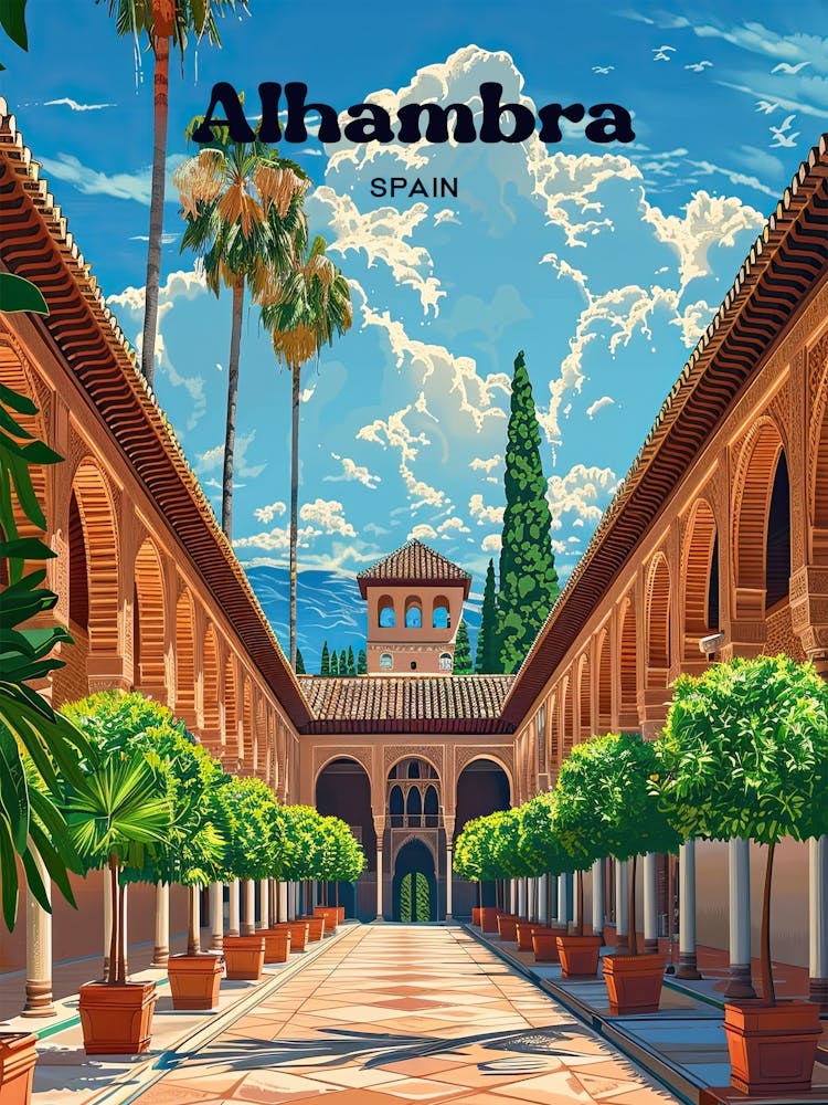 Alhambra Spain 9 Travel Poster 3 4 Resize