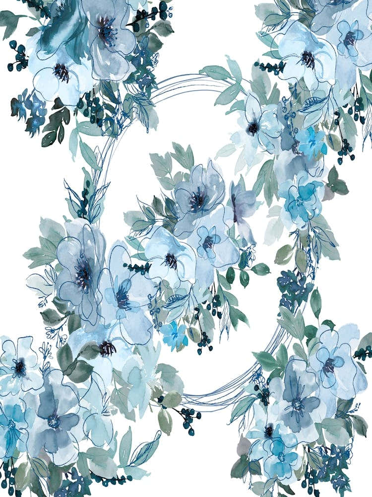 Watercolor Floral Pattern - Veronica blue flower 1