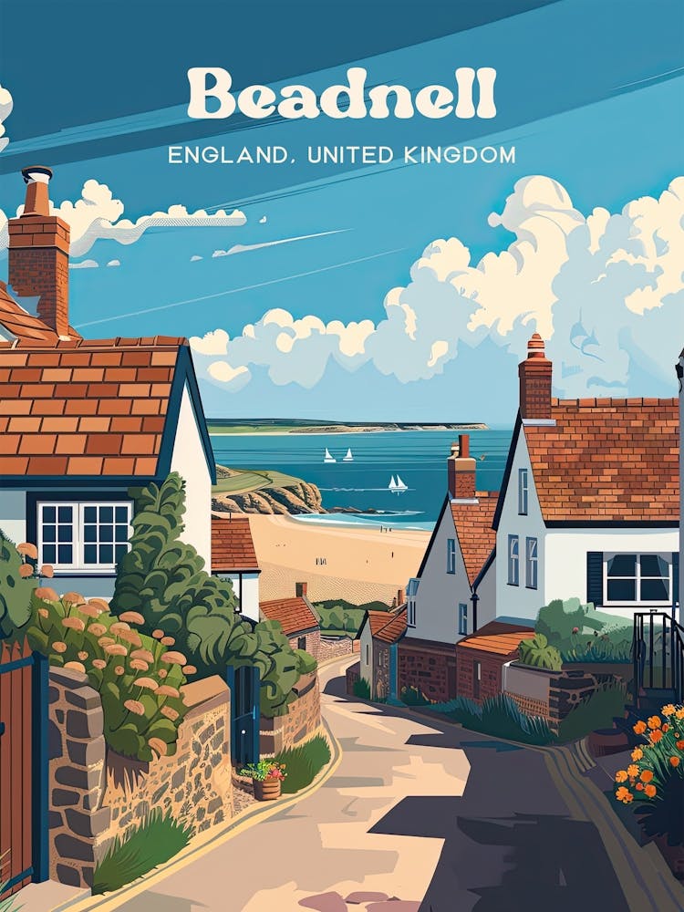 Beadnell England Village Digital Travel Art