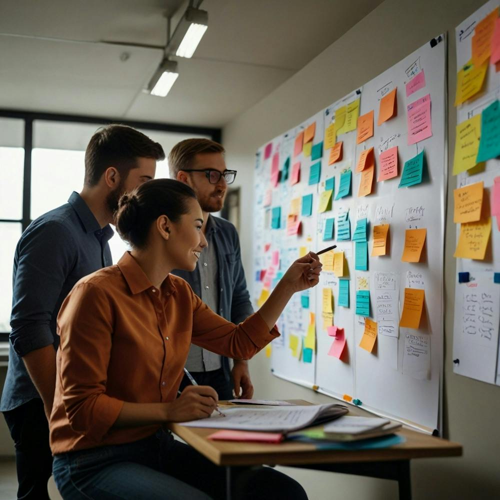 Group Of People Working On A Whiteboard