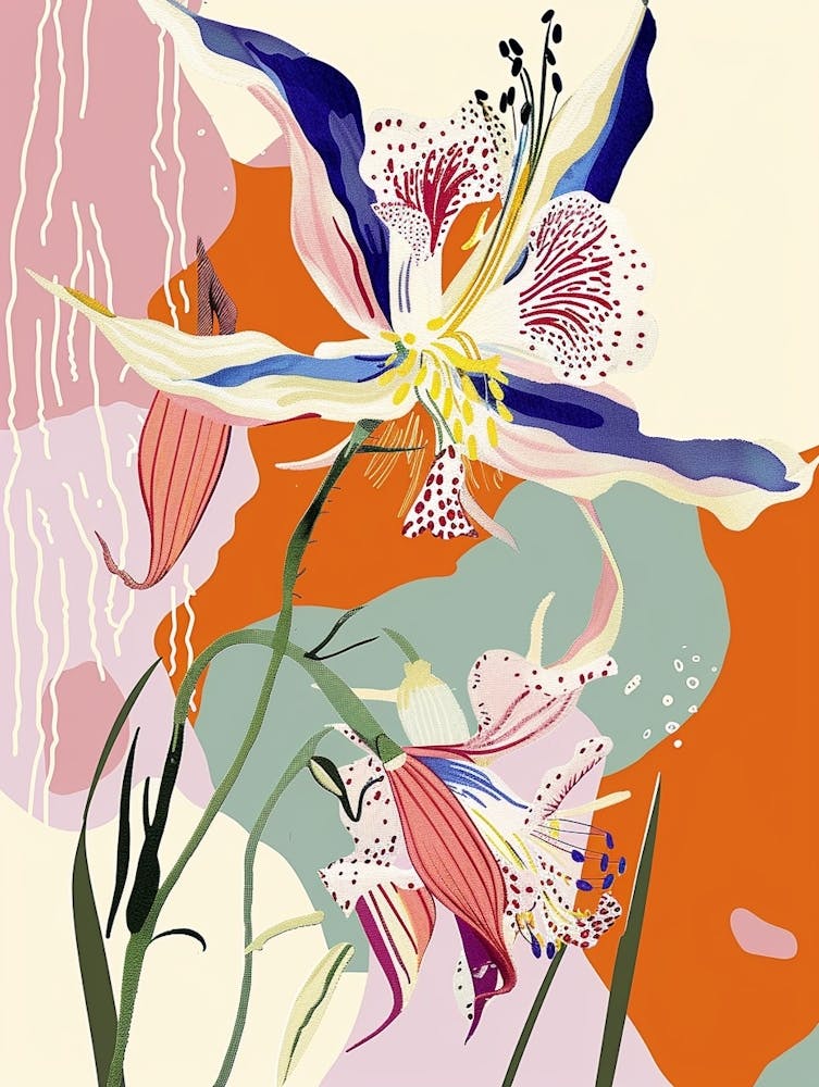 Colourful Flower Illustration Columbine 3