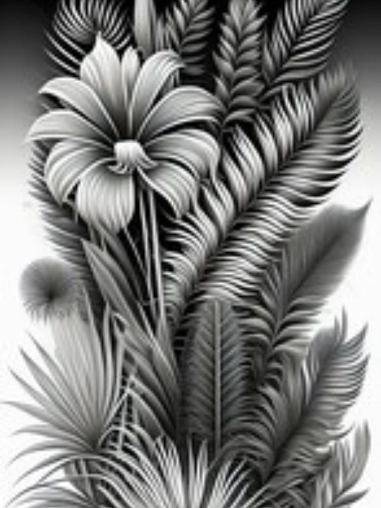 Black And White Tropical Leaves