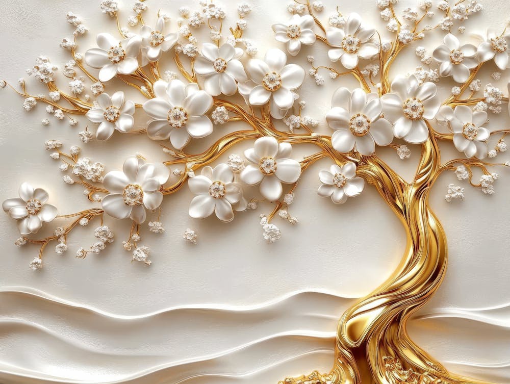 Gold Flowers Art With