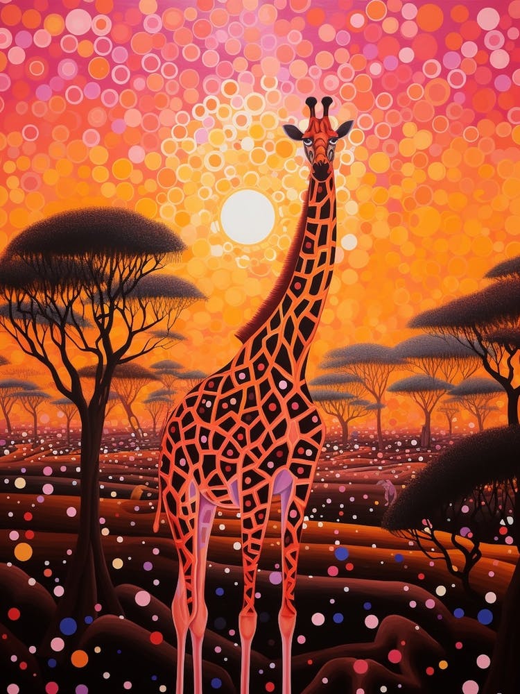 Giraffe In The Sunset Orange Tones 1