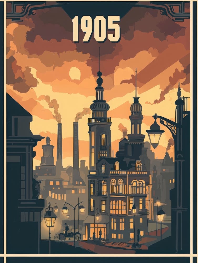 Aihrgdesign A Nostalgic Poster Of A 1905 City Skyline At Dusk 579b7064 889a 4039 A0f2 6a74205836dc 1