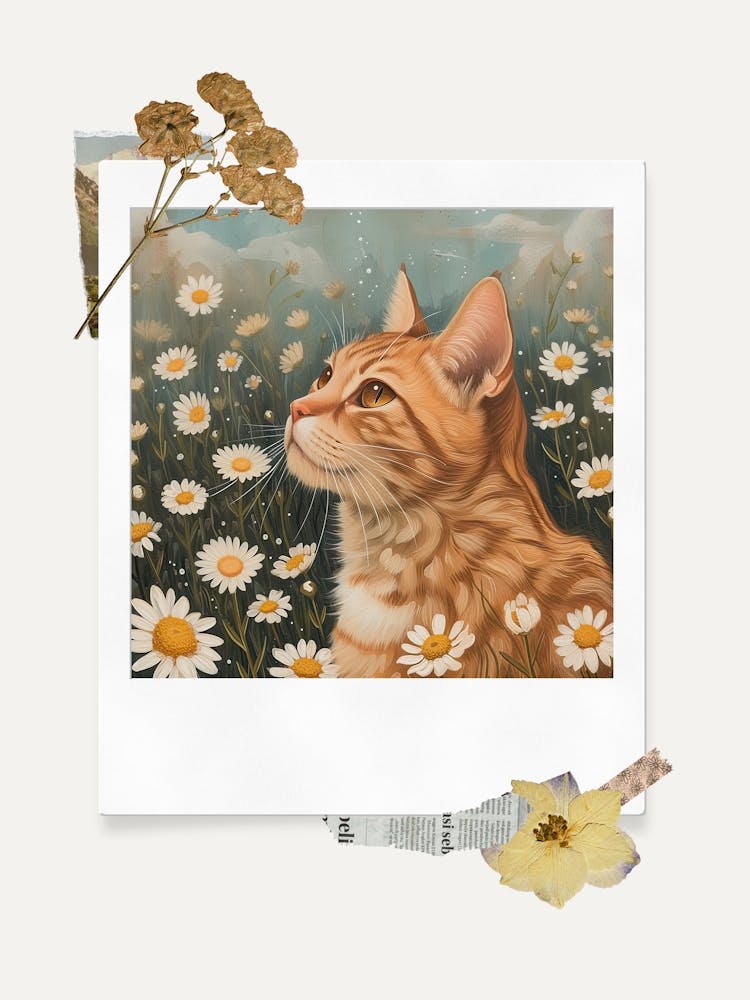 Scrapbook Ginger Cat Fairycore Painting 3