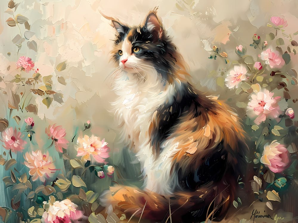 Cat In Roses