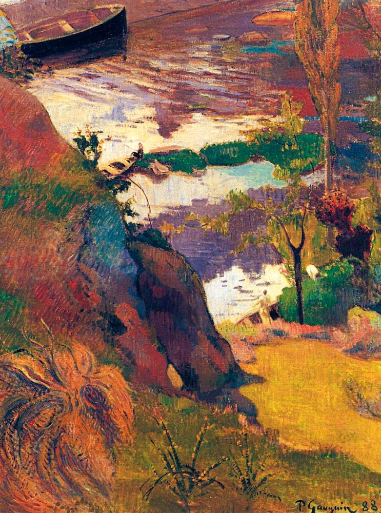 Paul Gauguin, Fisherman and Bathers on the Aven, 1888 Oil on Canvas Painting HD Reproduction