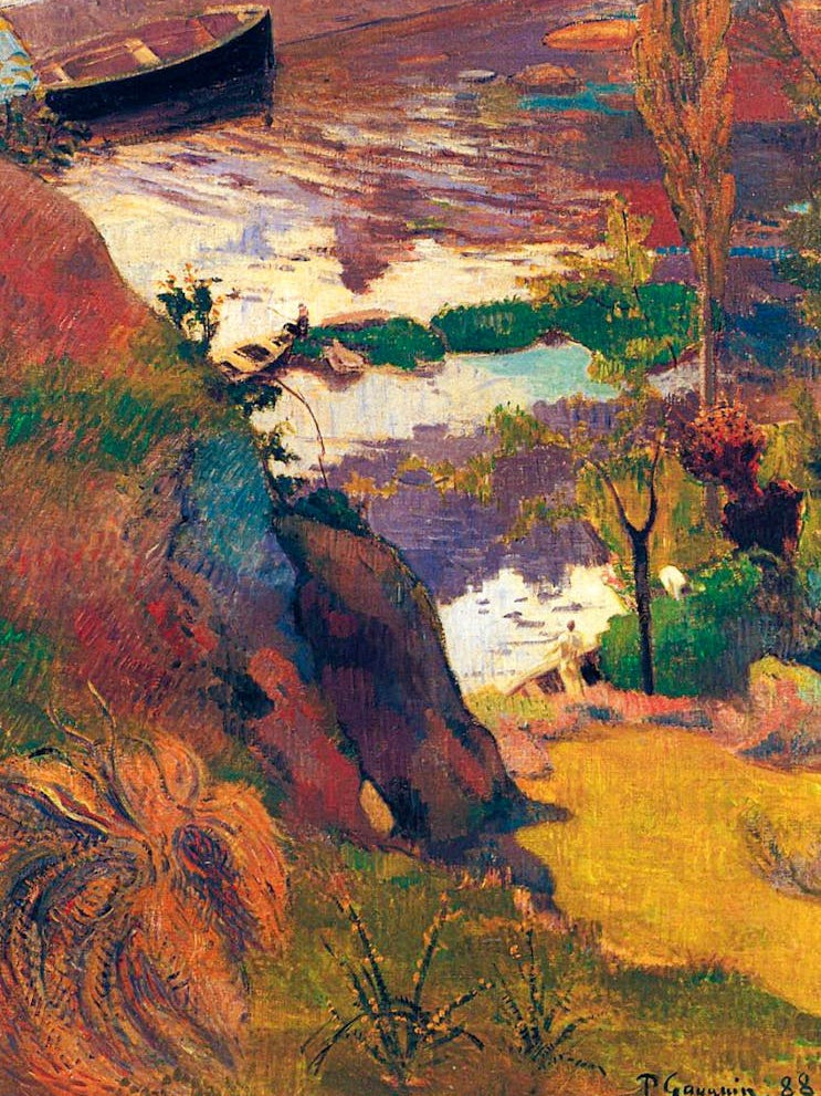 Paul Gauguin, Fisherman and Bathers on the Aven, 1888 Oil on Canvas Painting HD Reproduction
