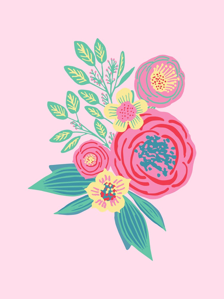 Rosa Blumen auf Rosa Hintergrund