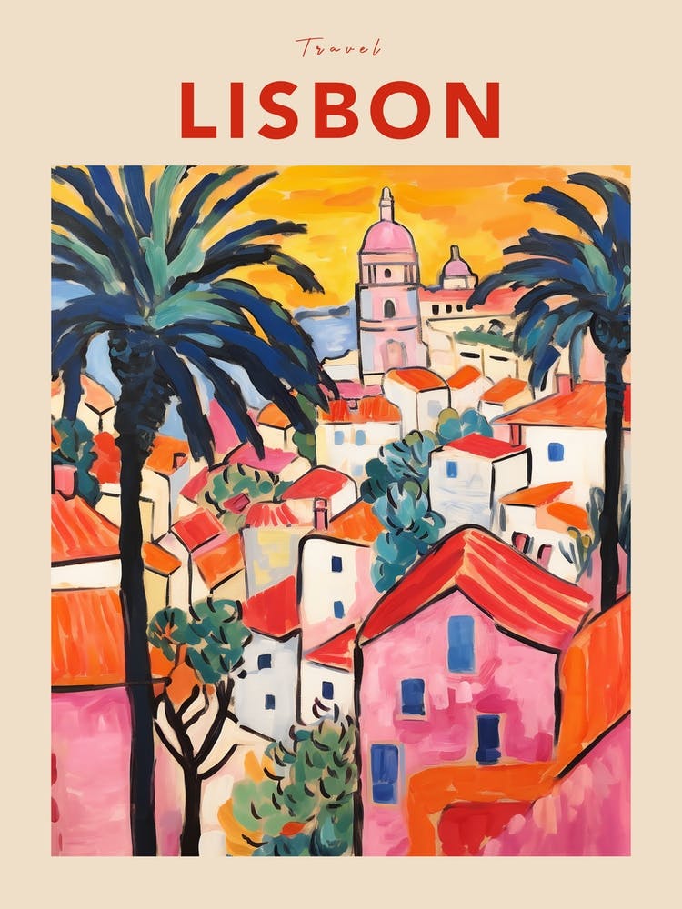 Lisbon Portugal 6 Fauvist Travel Poster