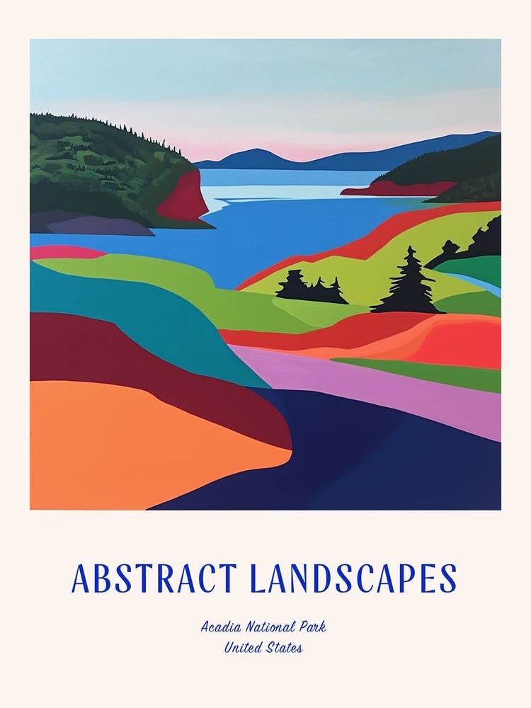 Colourful Abstract Acadia National Park Usa 7 Poster Blue