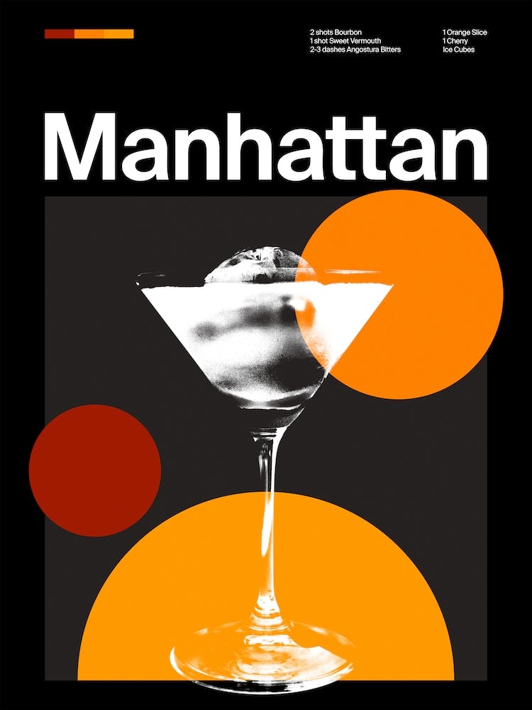 Mid Century Dark Manhattan Cocktail