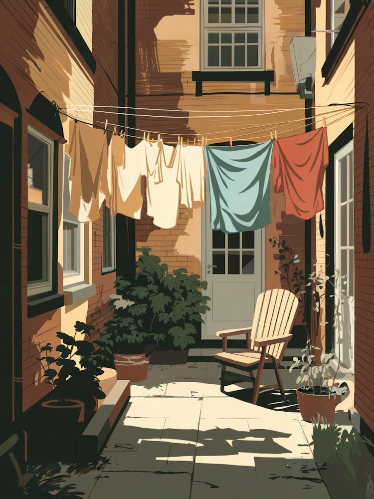 Laundry Hanging In A Courtyard