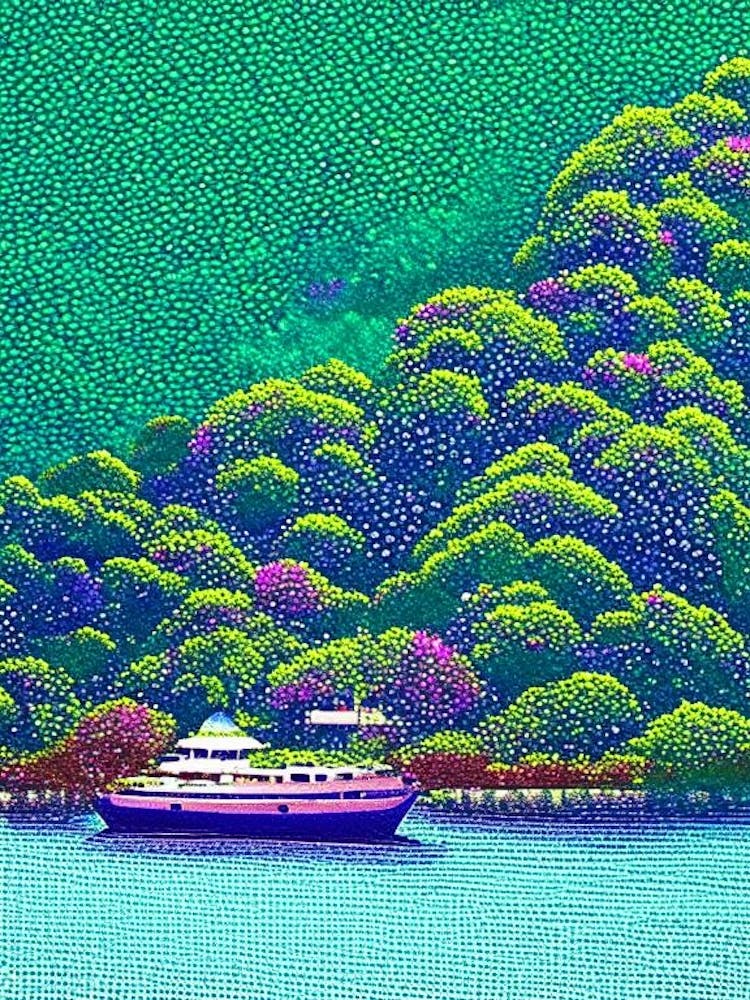 Gaya Island Malaysia Pointillism Style Tropical Destination