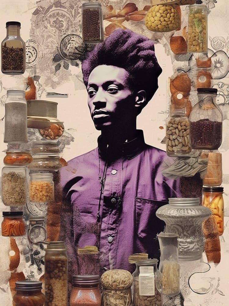 Afro Collage Portrait  Spicy Purple 
