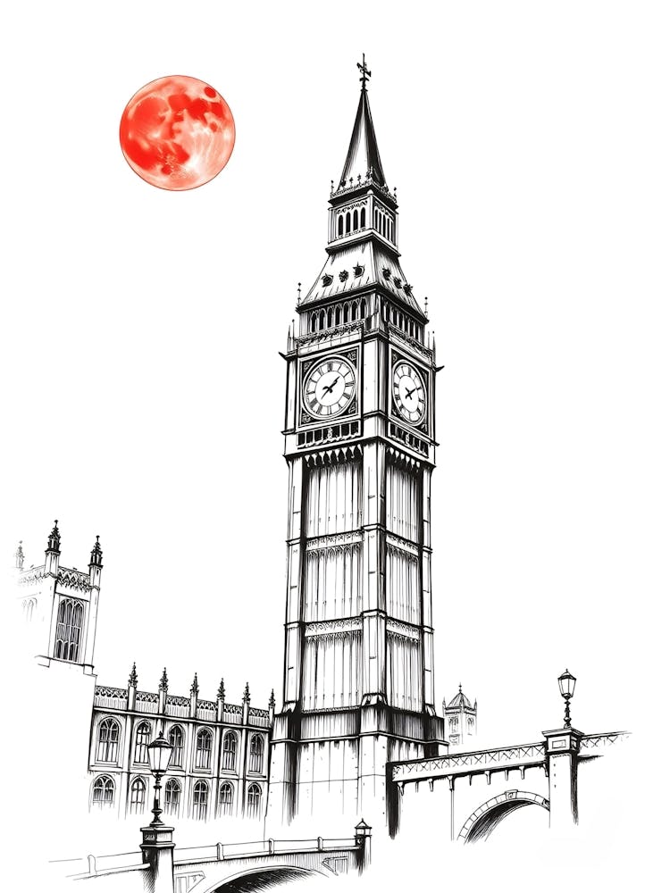Big Ben And Moon 1