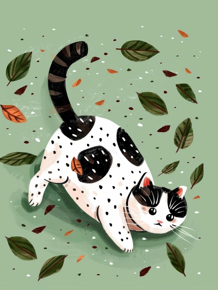 Cat In Autumn Leaves 1