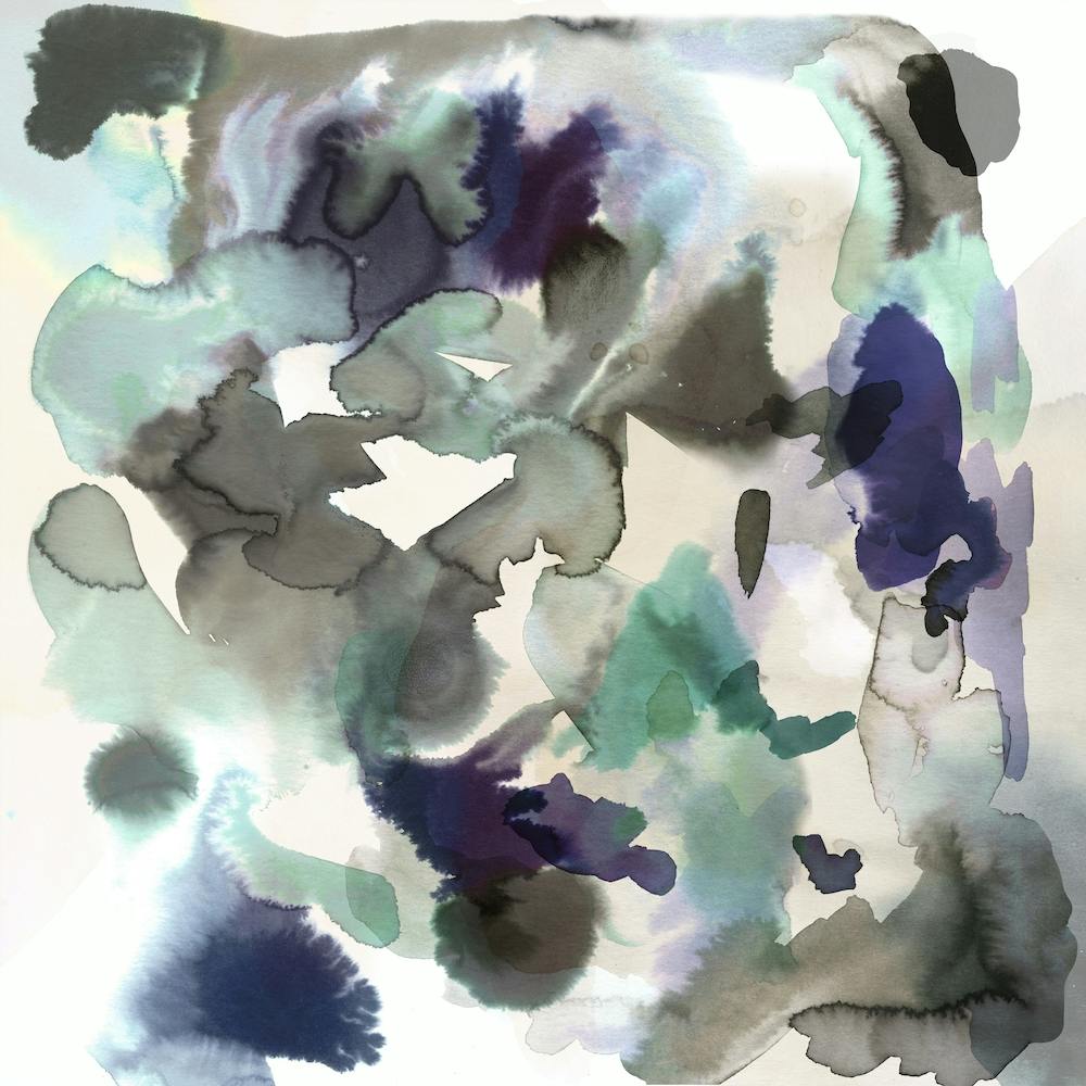 Expressive Abstract Painting Aqua Blue 2 Square