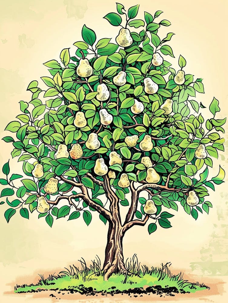 Pear Tree Storybook Illustration 4