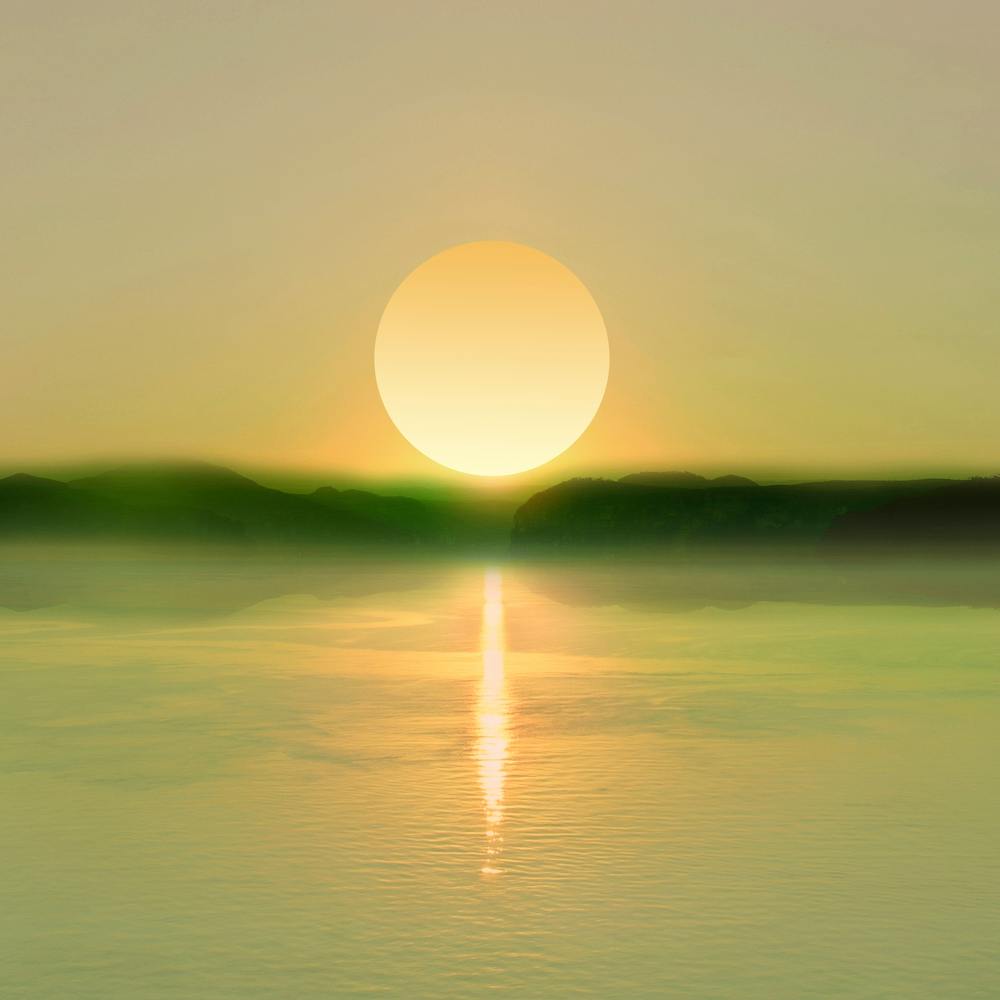 Green Big Sunset Square