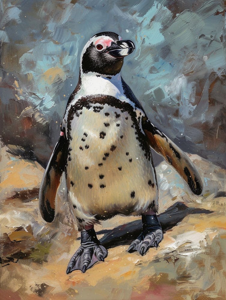 African Penguin Kangaroo Island Penneshaw Oil Painting 1