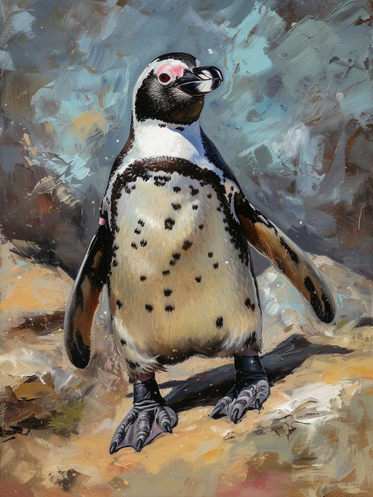 African Penguin Kangaroo Island Penneshaw Oil Painting 1
