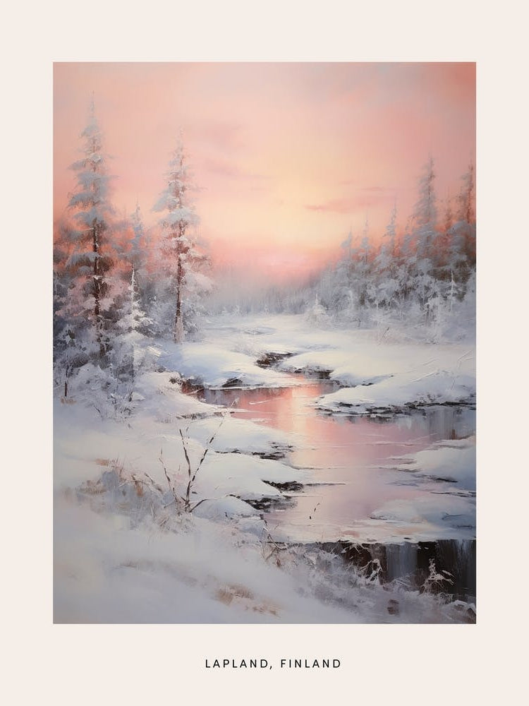 Dreamy Winter Painting Poster Lapland Finland 5
