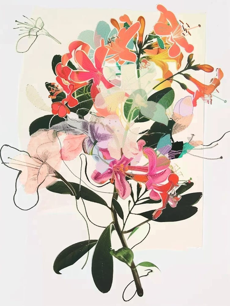 Honeysuckle 1 Collage Flower Bouquet