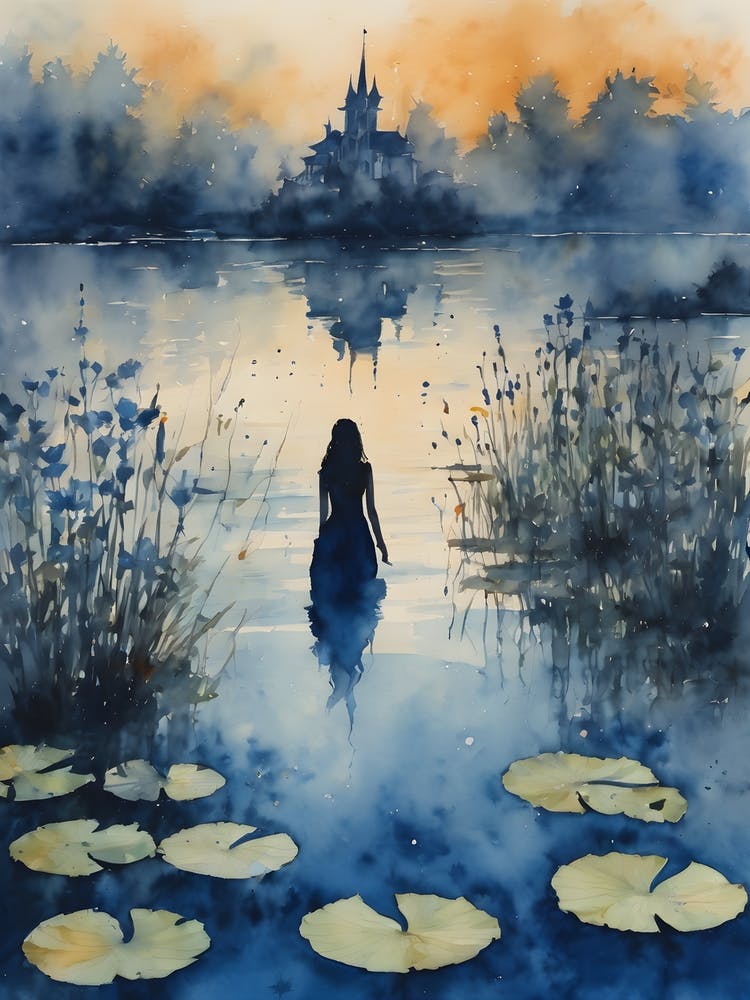 Haunting ~ Spooky Witch Japanese Style Spectre Ghostly Ghost Witchcraft Pagan Gothic Japan Anime Watercolor Painting