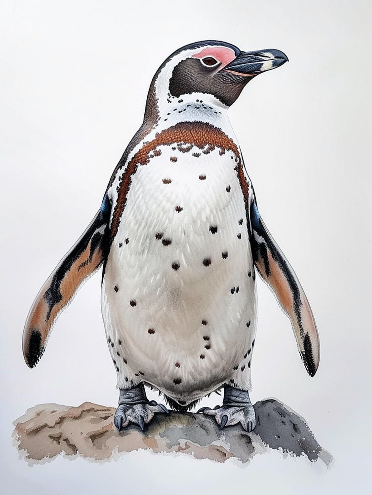 Humboldt Penguin Saunders Island Watercolour Painting 2